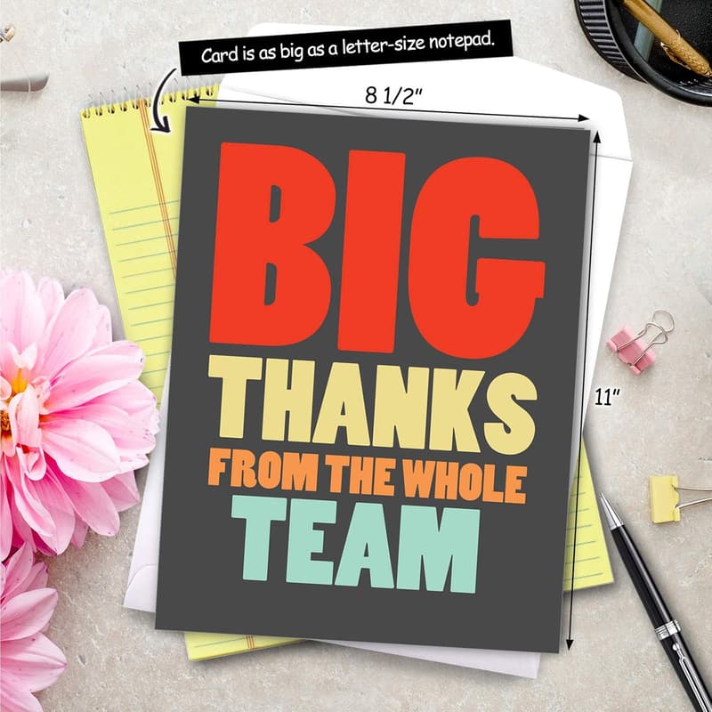 Thank You Card for Coaches - Big 8.5 x 11 Inch