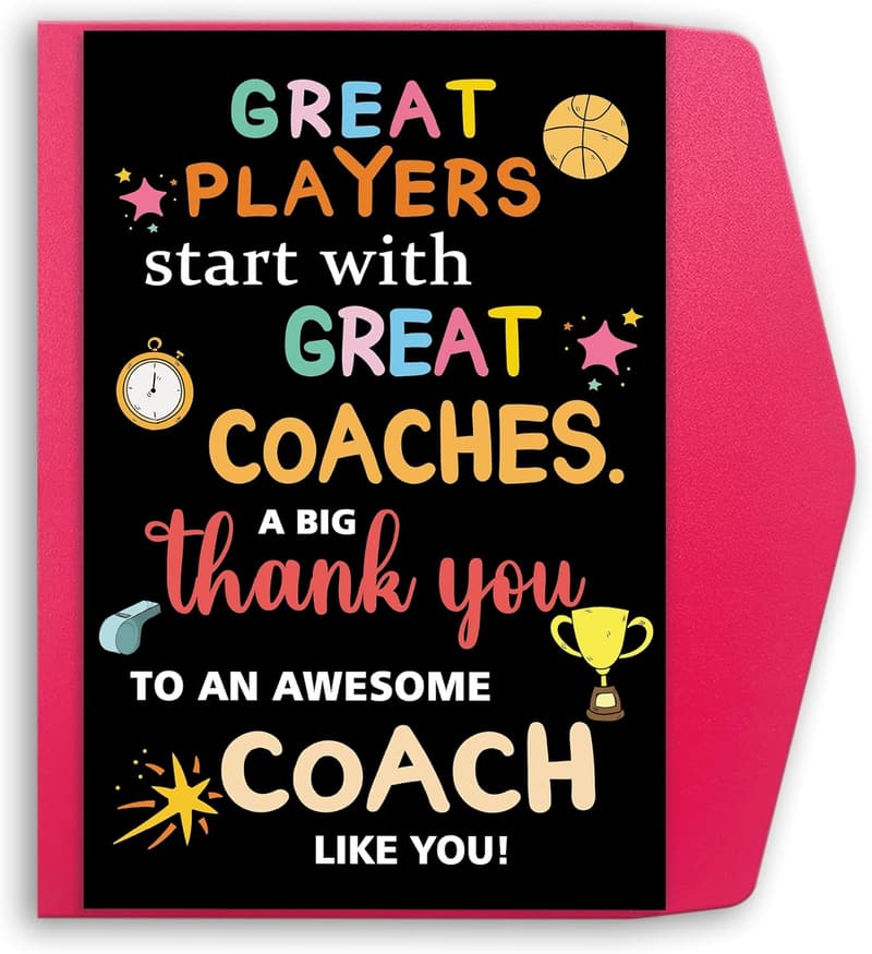 Coach Appreciation Card for Basketball, Baseball, Football