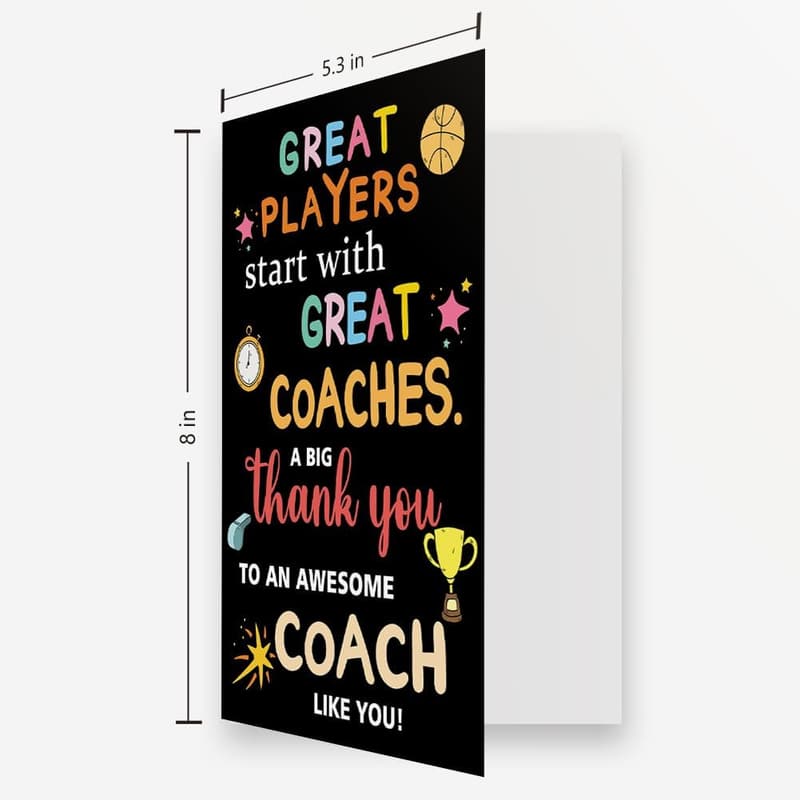 Coach Appreciation Card for Basketball, Baseball, Football