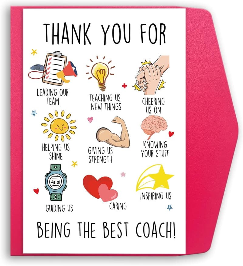 Coach Appreciation Card - Thank You Gift for Sports Coaches