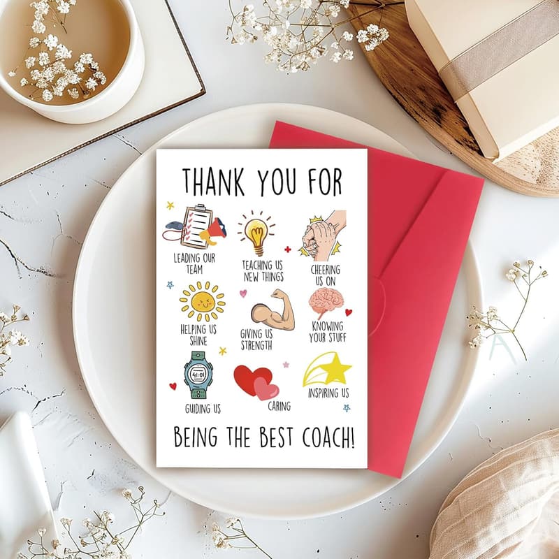Coach Appreciation Card - Thank You Gift for Sports Coaches