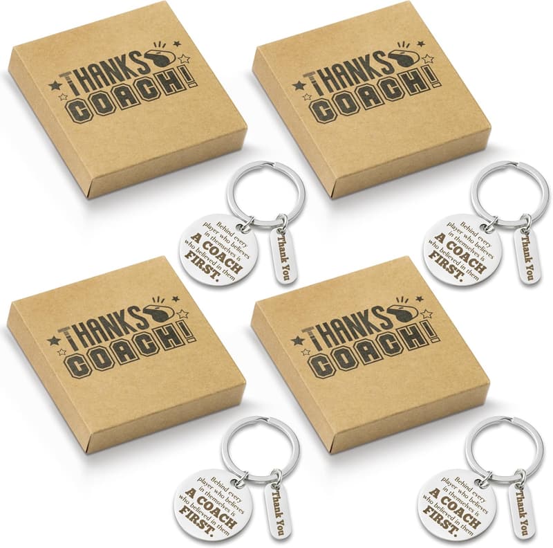 Coach Appreciation Keychain Gift Set - 4pcs Thank You Keepsake