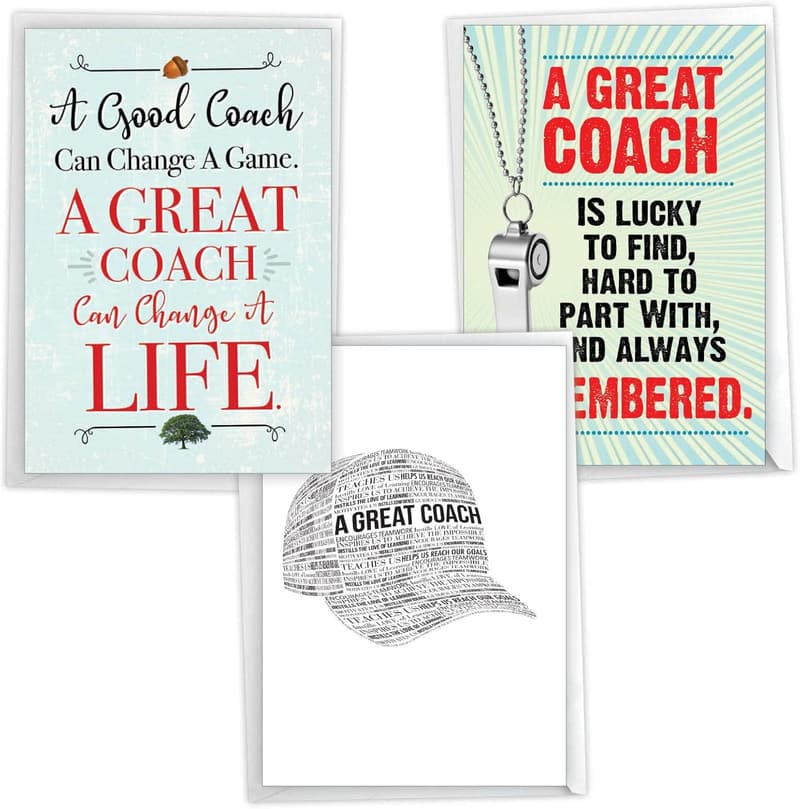 Thank You Cards for Coaches - Assorted Designs, Pack of 3