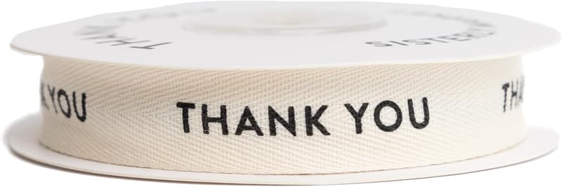 Custom Thank You Herringbone Cotton Gift Ribbon, 10 Yards