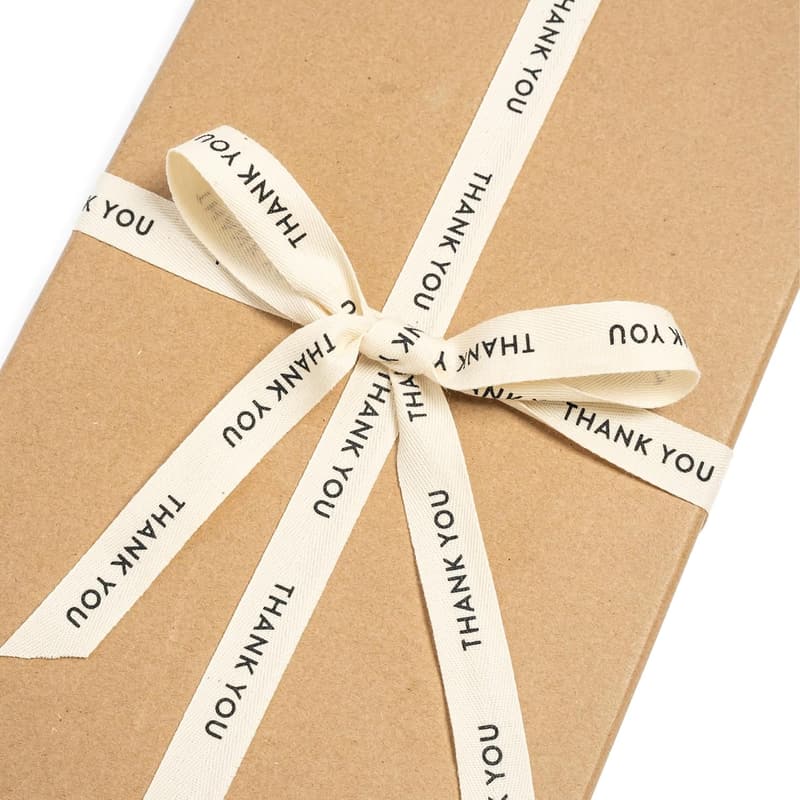 Custom Thank You Herringbone Cotton Gift Ribbon, 10 Yards