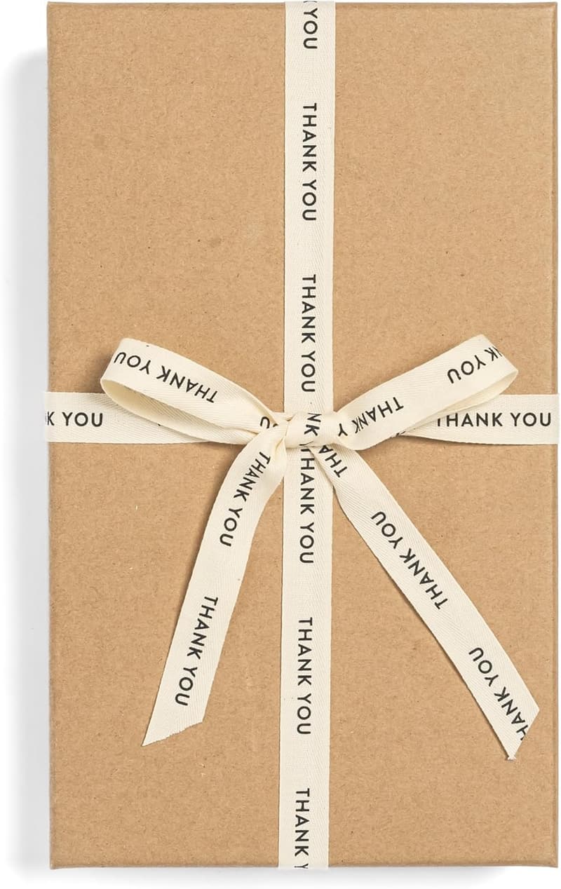 Custom Thank You Herringbone Cotton Gift Ribbon, 10 Yards