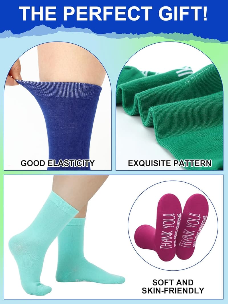 Thank You Gifts: 24 Pairs Colorful Unisex Crew Socks