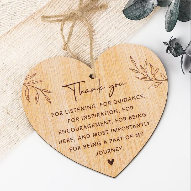 Teacher Appreciation Wooden Heart Ornament for Women