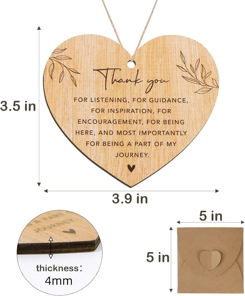 Teacher Appreciation Wooden Heart Ornament for Women