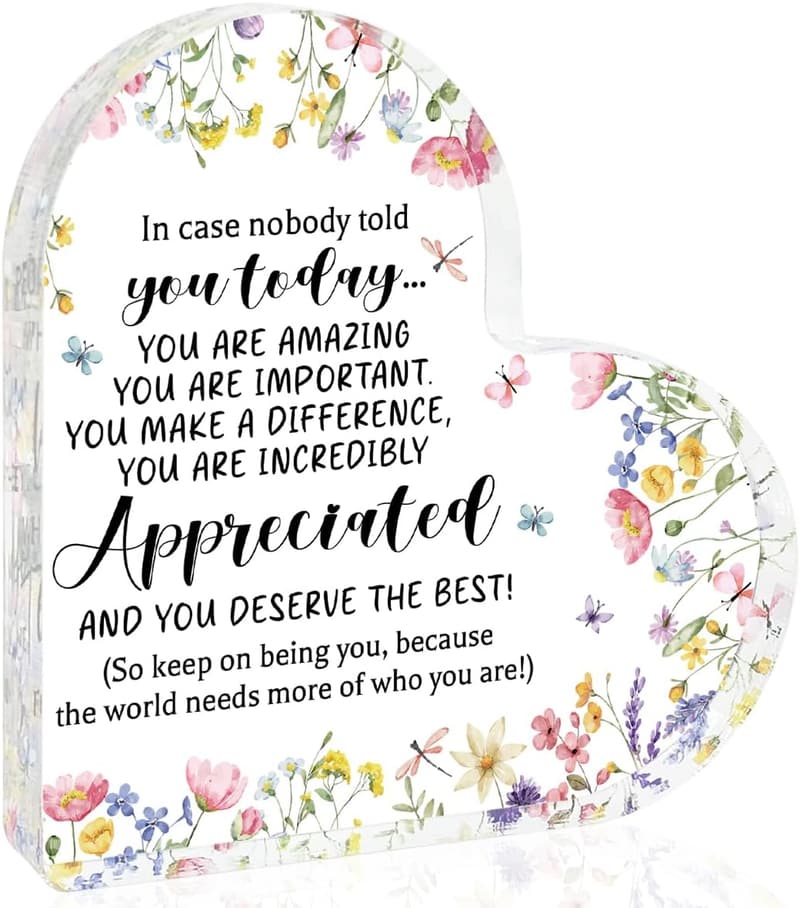 Inspirational Heart Acrylic Sign for Women - Graduation & Thank You Gift