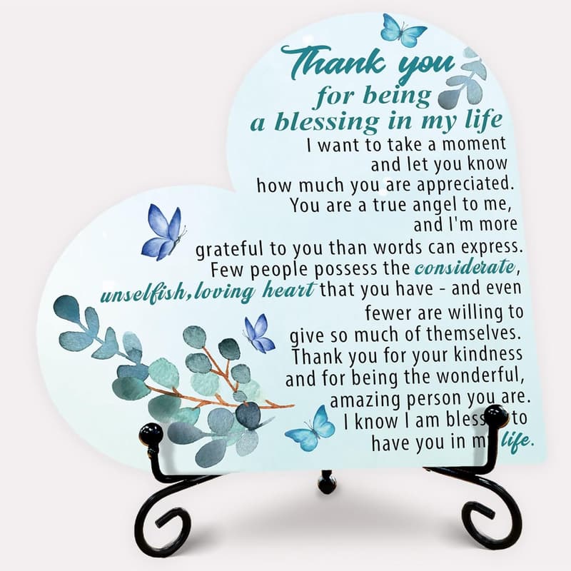 Thank You Gift: Wooden Heart Plaque Home Decor for Women