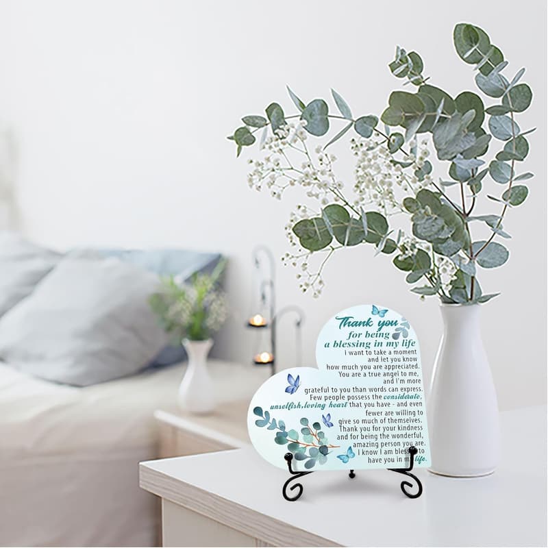 Thank You Gift: Wooden Heart Plaque Home Decor for Women