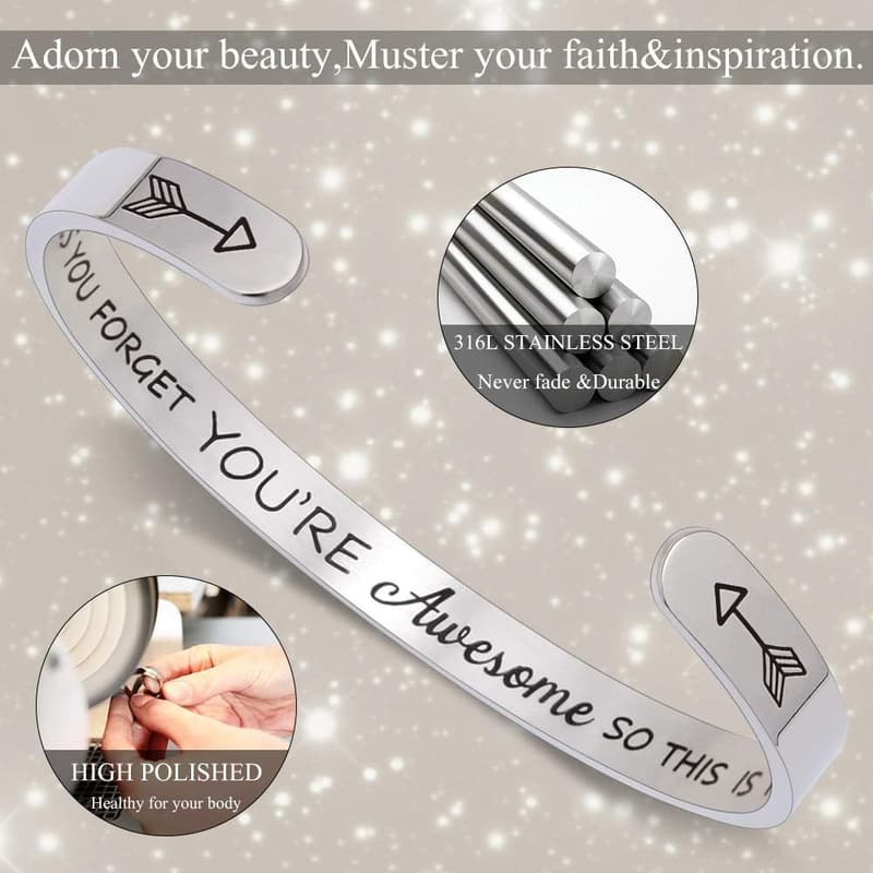 Inspirational Bracelet for Women - Motivational Cuff Bangle