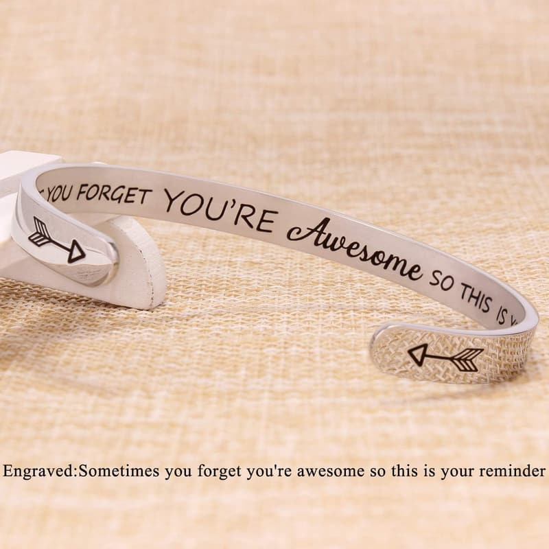 Inspirational Bracelet for Women - Motivational Cuff Bangle