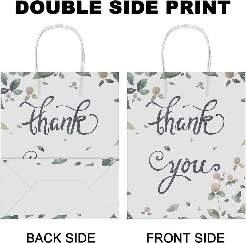 Thank You Kraft Gift Bags - 20 Pack for Parties and Events