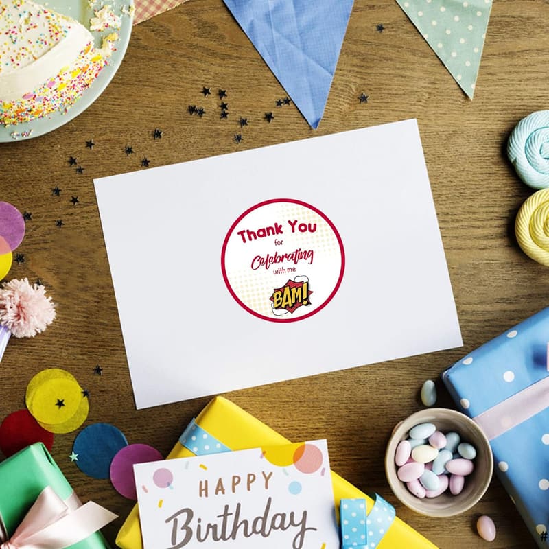 Superhero Thank You Stickers - 60 Pack, 2-Inch Favor Seals