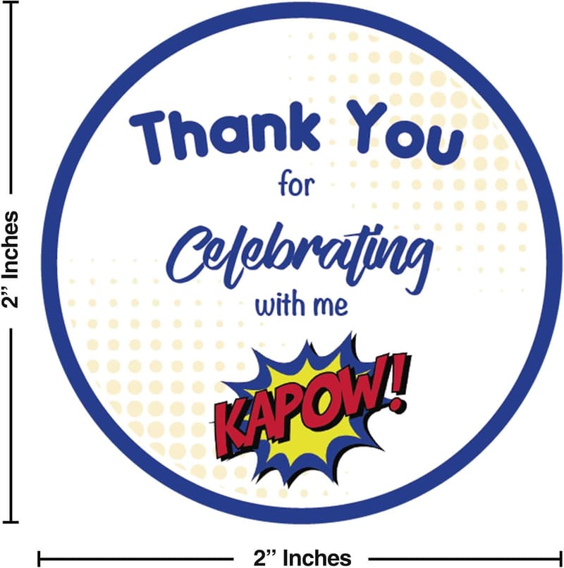 Superhero Thank You Stickers - 60 Pack, 2-Inch Favor Seals