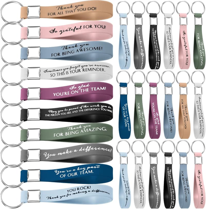 Thank You Keychain Set - 30 Pcs Inspirational Gifts for Coworkers