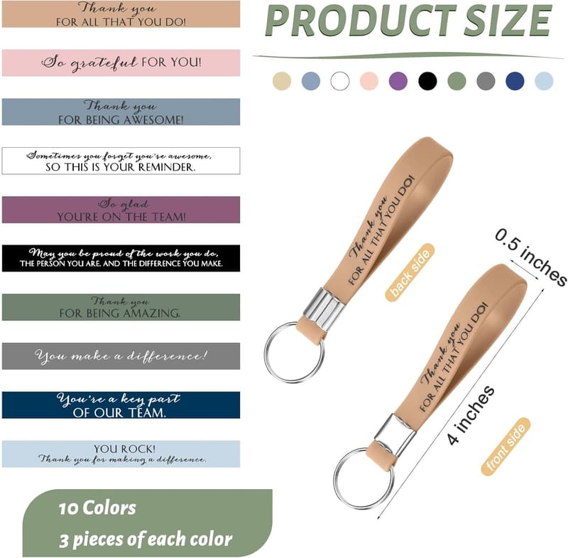 Thank You Keychain Set - 30 Pcs Inspirational Gifts for Coworkers