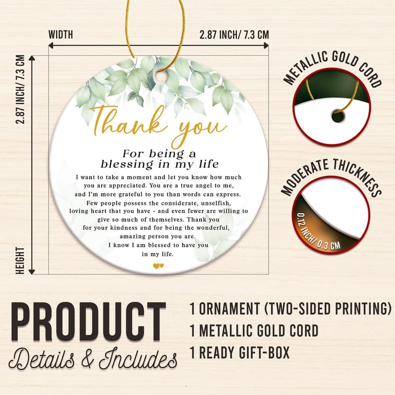 Thanksgiving Appreciation Ceramic Ornament for Coworkers & Friends