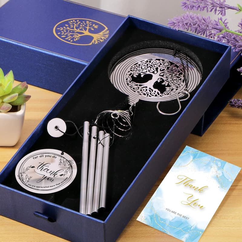 Thank You Wind Chimes with Spinner - Unique Gifts for All