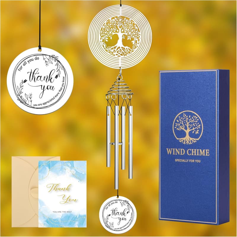 Thank You Wind Chimes with Spinner - Unique Gifts for All