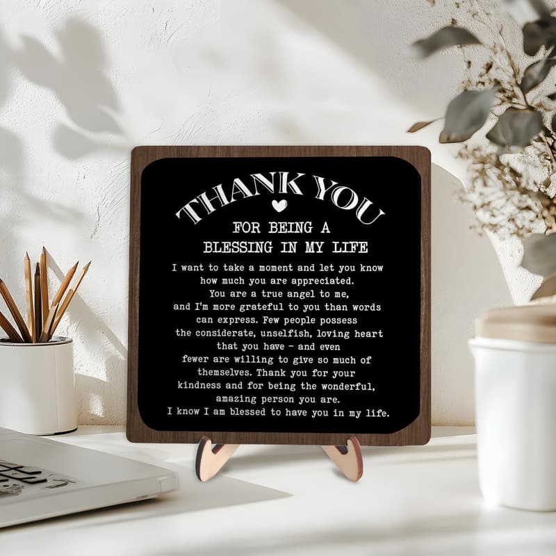 Thank You Plaque for Coworkers – Wooden Office Decor 5.9