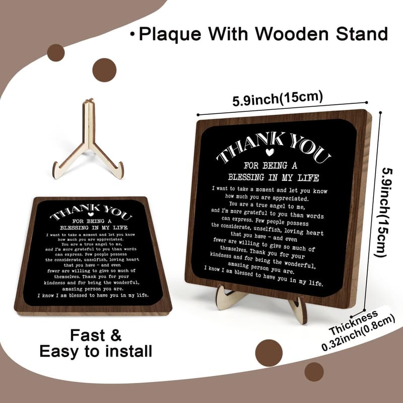 Thank You Plaque for Coworkers – Wooden Office Decor 5.9