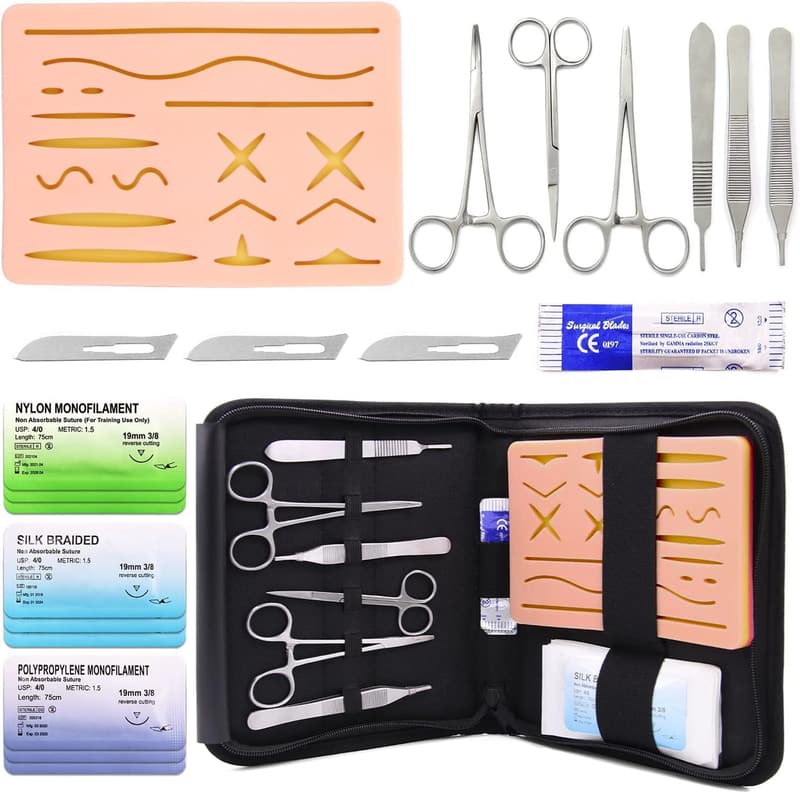 Medical Suture Training Kit with 17 Pre-Cut Wounds