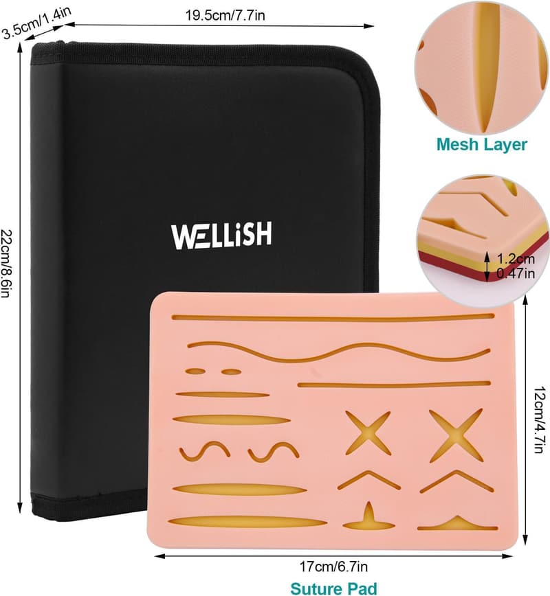 Medical Suture Training Kit with 17 Pre-Cut Wounds