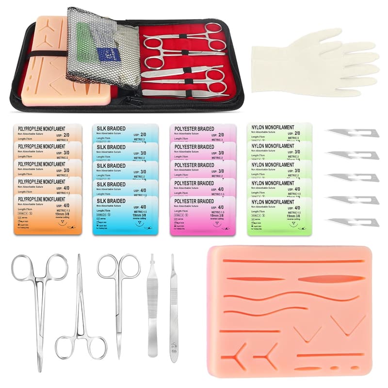 Suture Practice Kit for Medical Students with Large Silicone Pad