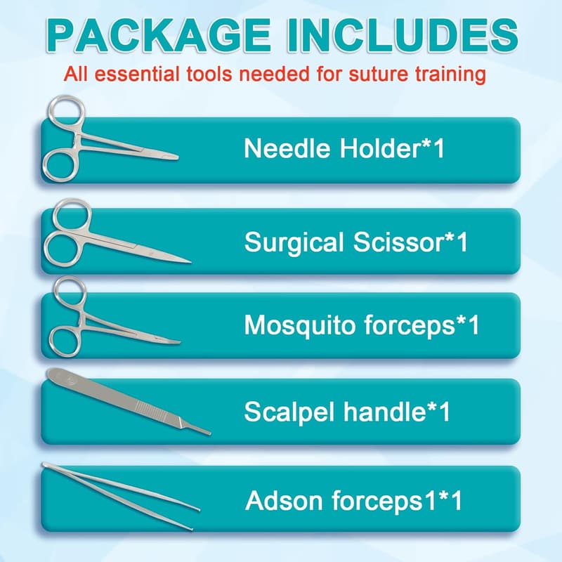 Suture Practice Kit for Medical Students with Large Silicone Pad