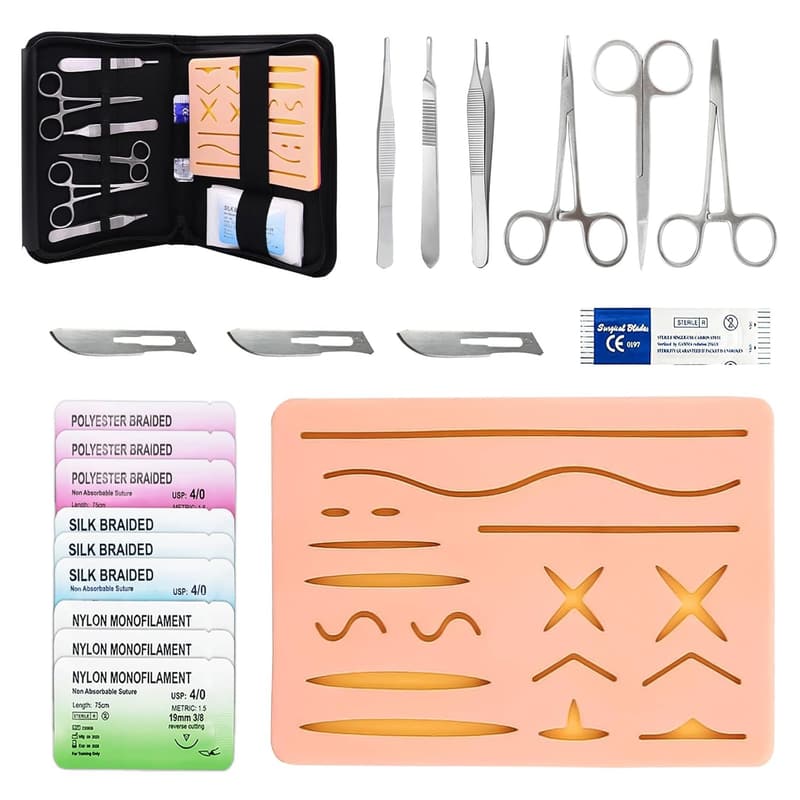 Medical Student Suture Practice Kit - 20-Piece Silicone Set