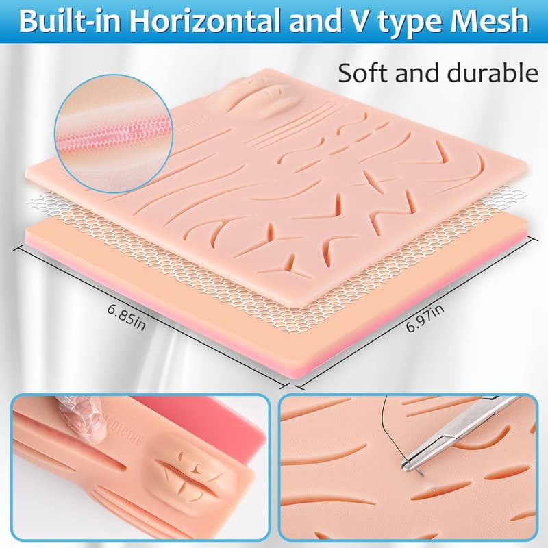 Suture Practice Kit for Medical Students with Silicone Pad & Tools