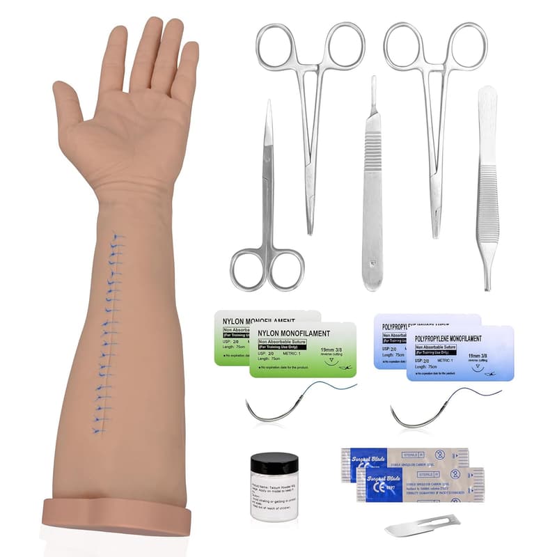 Suture Practice Arm Kit for Medical Students with Needles and Tools