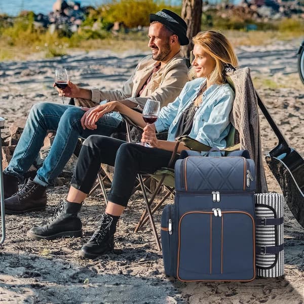 Insulated Picnic Backpack Set for 4 - Beach & Camping Ready