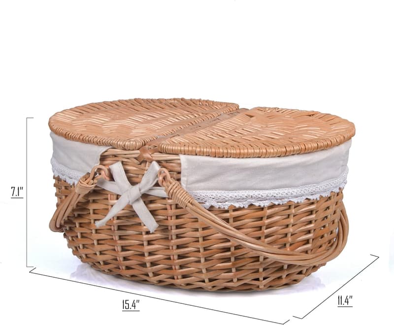 Easter Picnic Basket with Lid and Washable Lining