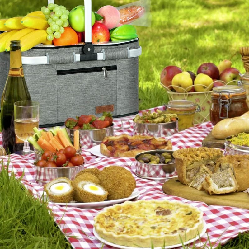 Insulated Picnic Basket with Pockets - Perfect for Weddings
