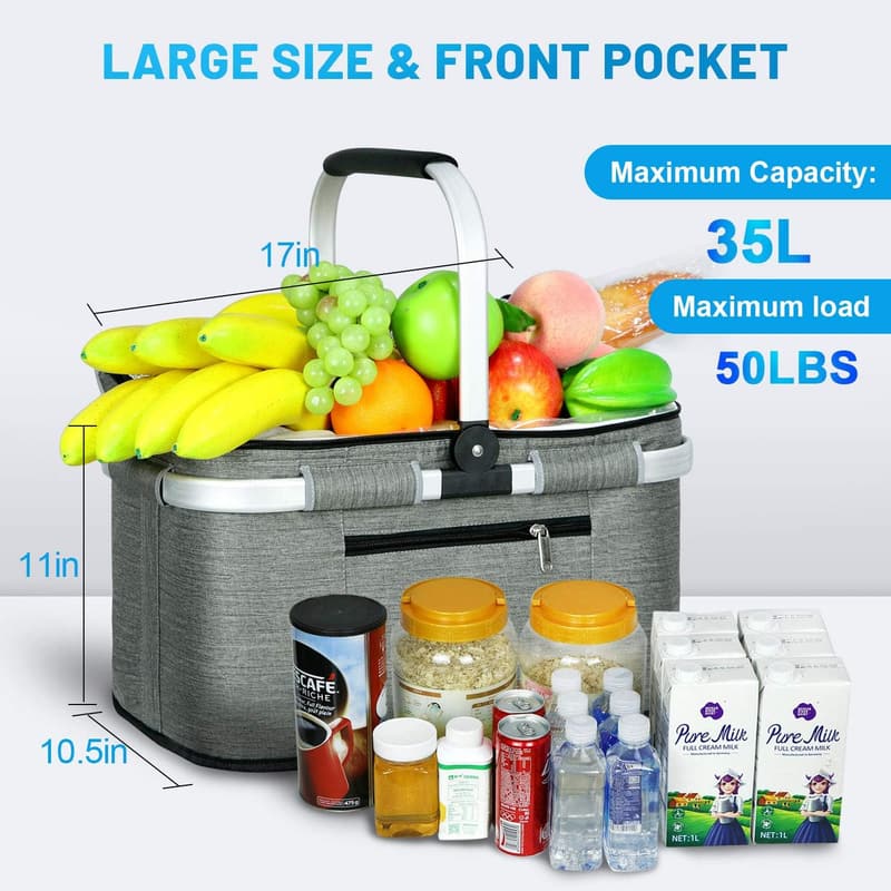 Insulated Picnic Basket with Pockets - Perfect for Weddings