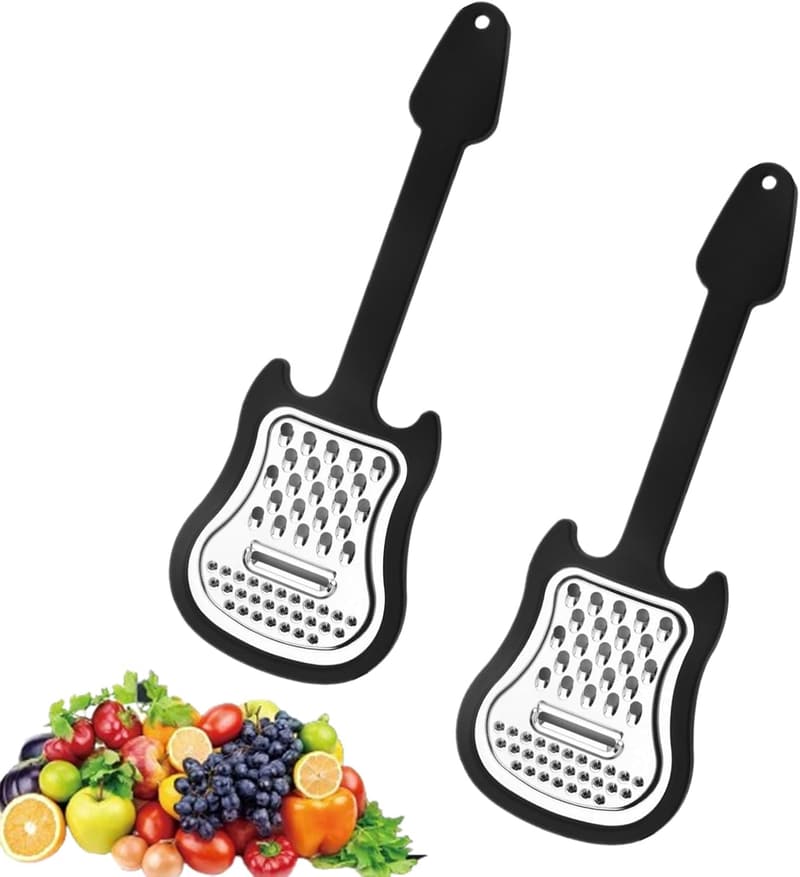 Guitar-Shaped Cheese Grater Set - Handheld Stainless Steel