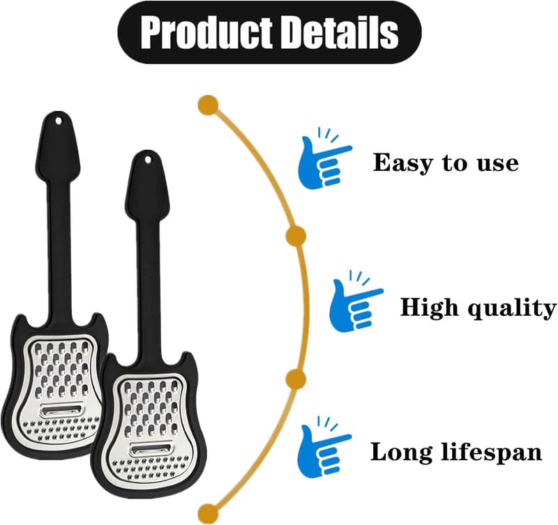 Guitar-Shaped Cheese Grater Set - Handheld Stainless Steel