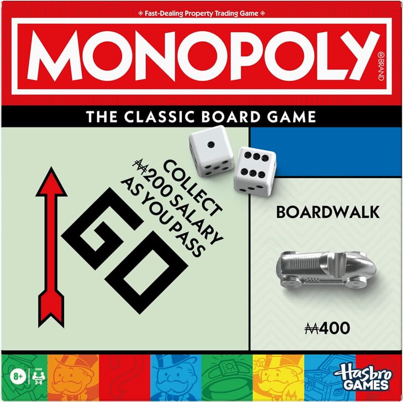 Monopoly Board Game with Storage Tray & Larger Tokens