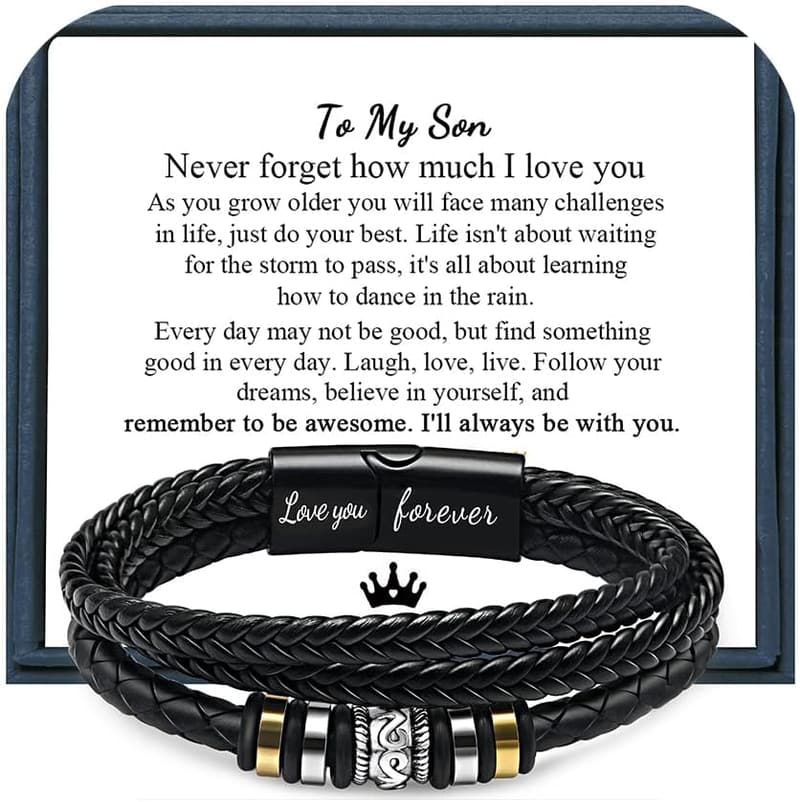 Men's Multi-Layer Braided Leather Bracelet - Inspirational Gift