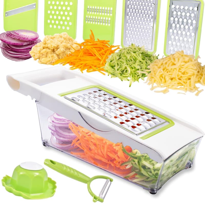 5-in-1 Mandoline Slicer and Cheese Grater with Container