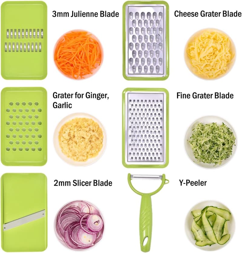 5-in-1 Mandoline Slicer and Cheese Grater with Container
