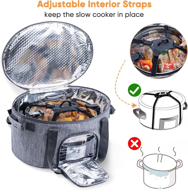Portable Slow Cooker Carrying Bag for 6-8 Quart Crockpot
