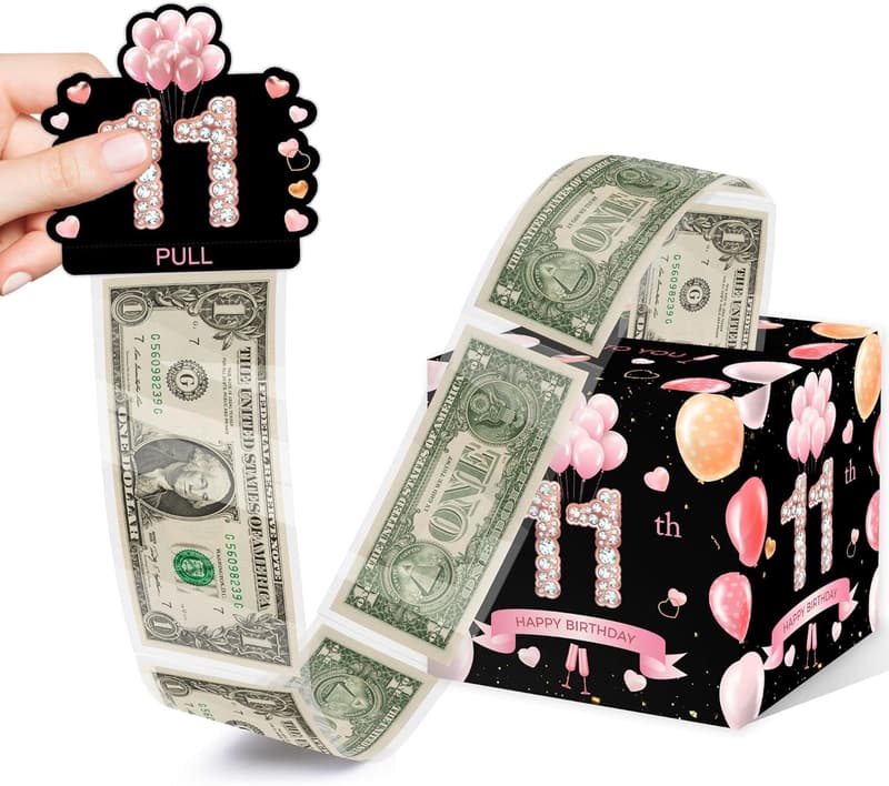 11th Birthday Gift Box with Cash Envelopes & Decorations (35 PCS)