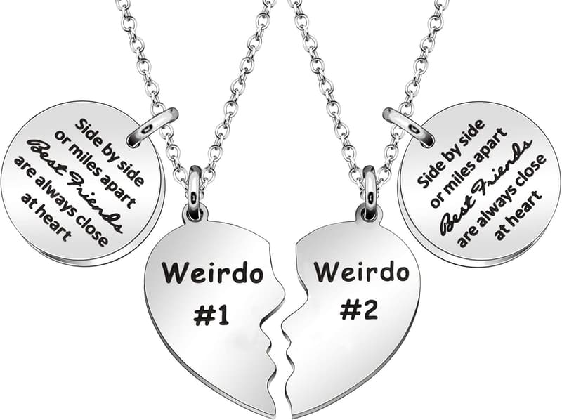 Best Friends Heart Pendant Necklace Set
