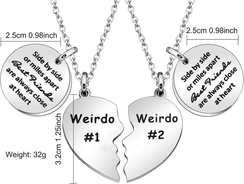 Best Friends Heart Pendant Necklace Set