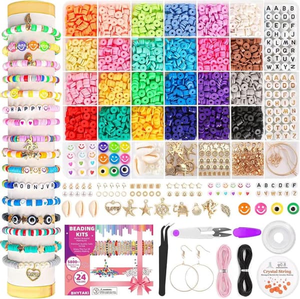 Friendship Bracelet Making Kit with 5800 Clay Beads & Charms